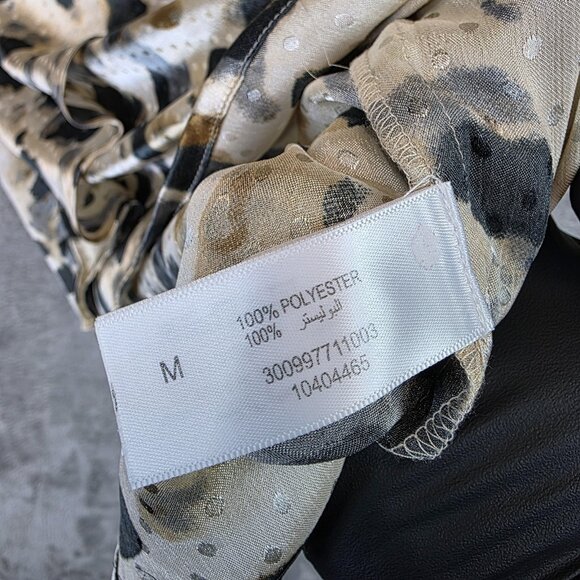 Wardrobe Dress Womens Medium Animal Print Long Sleeve Button Front Ruched Wrap - Picture 9 of 13